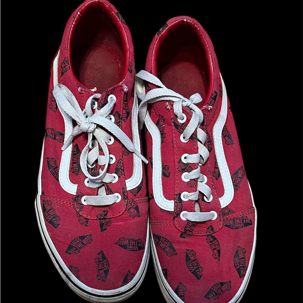 Vans Red and White Patterned Sneakers